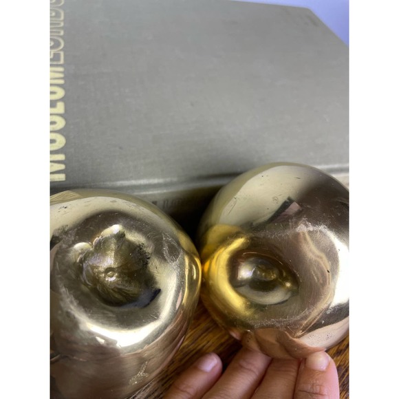 Vintage MCM Set of Two Brass Apple and Brass Pear - Picture 6 of 7